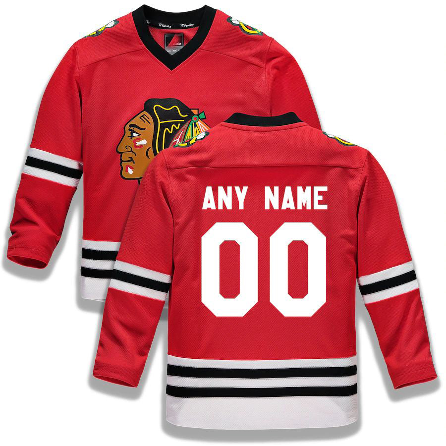 Custom C.Blackhawks Fanatics Branded Home Replica Red Stitched American Hockey Jersey UNEC