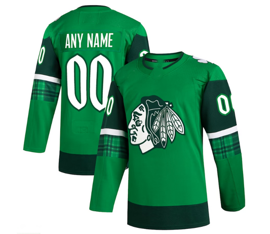 Custom C.Blackhawks 2023 St. Patrick's Day Primegreen Authentic Jersey - Kelly Green Stitched American Hockey Jersey UNEC