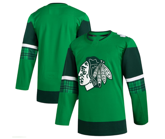 C.Blackhawks 2023 St. Patrick's Day Primegreen Authentic Jersey - Kelly Green Stitched American Hockey Jersey UNEC