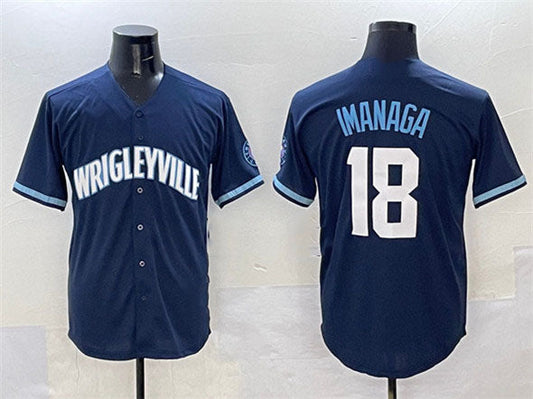 Chicago Cubs #18 Shota Imanaga Navy City Connect Stitched Baseball Jersey