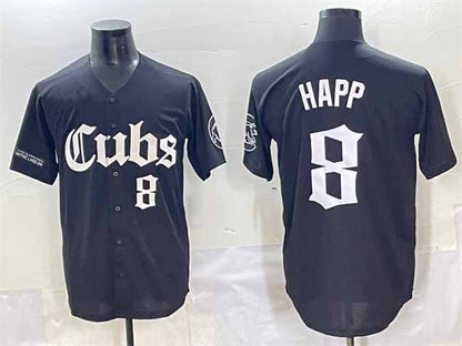 Chicago Cubs #8 Ian Happ Black 'Gothic North Side Edition' Vapor Premier Limited Stitched Baseball Jersey