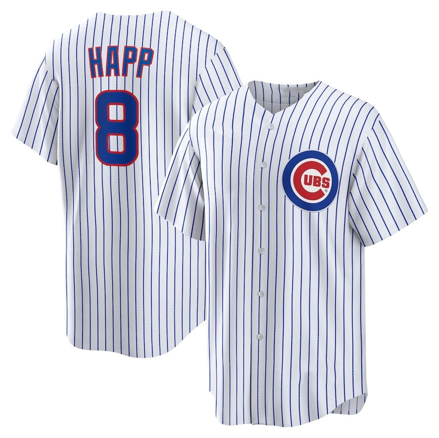 Chicago Cubs #8 Ian Happ Home Replica Jersey - White Stitched Baseball Jersey