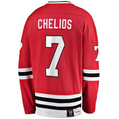 C.Blackhawks #7 Chris Chelios Fanatics Branded Premier Breakaway Retired Player Jersey Red Stitched American Hockey Jersey UNEC