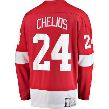 D.Red Wings #24 Chris Chelios Fanatics Branded Premier Breakaway Retired Player Red Stitched American Hockey Jersey UNEC
