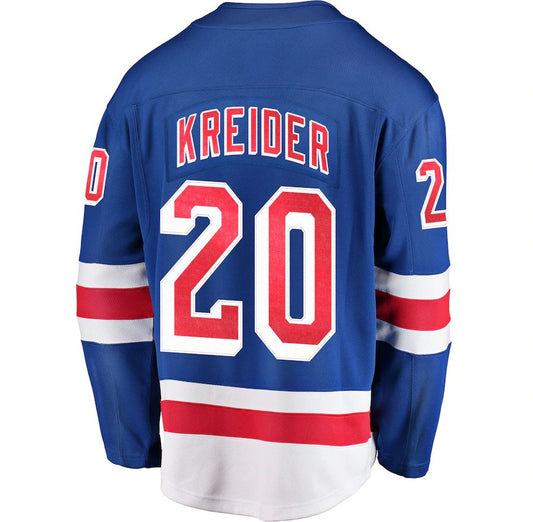 NY.Rangers #20 Chris Kreider Fanatics Branded Home Breakaway Player Jersey Blue Blue Stitched American Hockey Jersey UNEC
