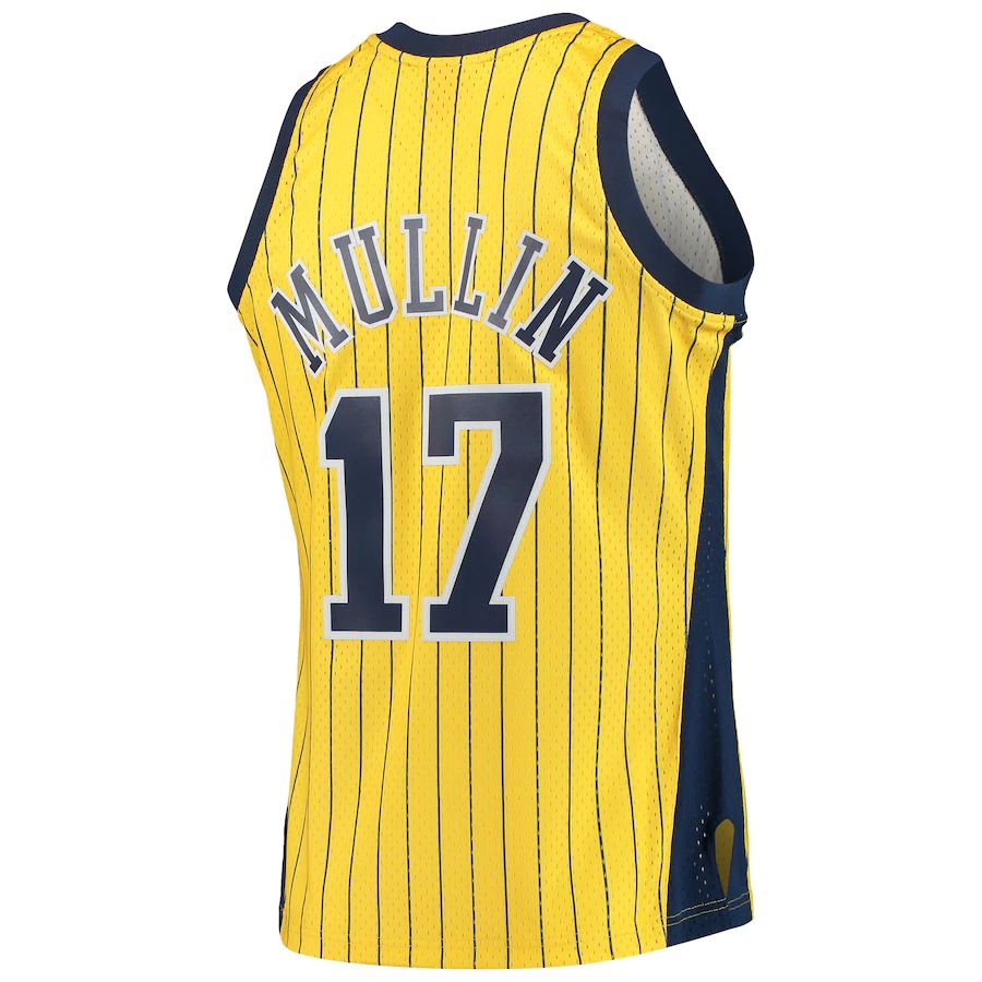 IN.Pacers #17 Chris Mullin Mitchell & Ness 1999-00 Hardwood Classics Swingman Jersey Gold Stitched American Basketball Jersey UNEC