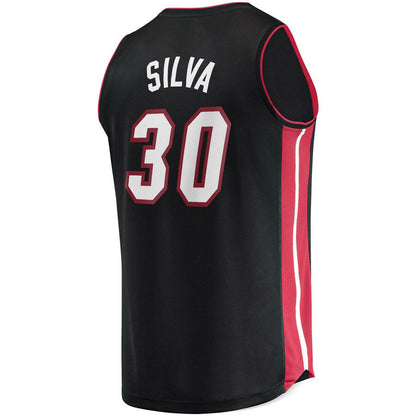 M.Heat #30 Chris Silva Fanatics Branded 2021-22 Fast Break Replica Jersey Icon Edition Black Stitched American Basketball Jersey UNEC
