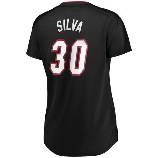 M.Heat #30 Chris Silva Fanatics Branded 2021-22 Fast Break Replica Jersey Icon Edition Black Stitched American Basketball Jersey UNEC