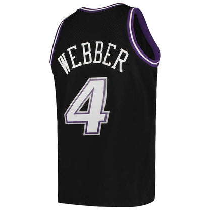 S.Kings #4 Chris Webber Mitchell & Ness Big & Tall 2000-01 Hardwood Classics Swingman Jersey Black Stitched American Basketball Jersey UNEC