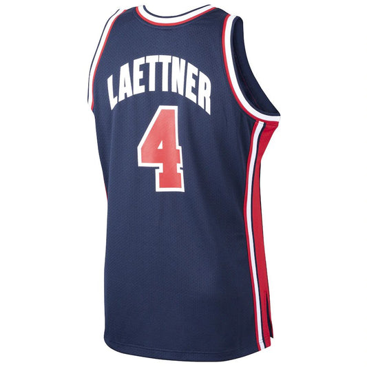 M.Timberwolves #4 Christian Laettner Basketball Mitchell & Ness Home 1992 Dream Team Authentic Jersey  Navy Stitched American Basketball Jersey UNEC