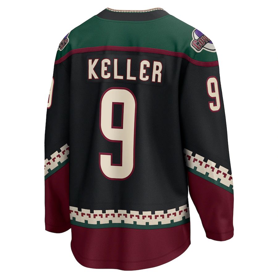 A.Coyotes #9 Clayton Keller Fanatics Branded Home Premier Breakaway Player Jersey Black Stitched American Hockey Jersey UNEC
