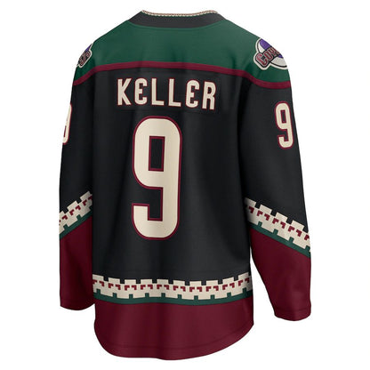 A.Coyotes #9 Clayton Keller Fanatics Branded Home Premier Breakaway Player Jersey Black Stitched American Hockey Jersey UNEC
