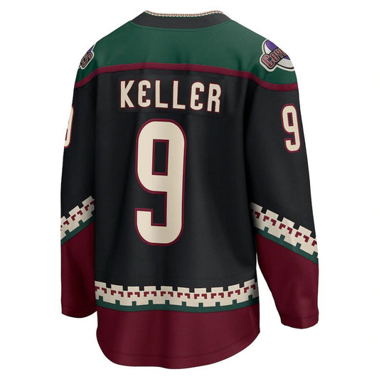A.Coyotes #9 Clayton Keller Fanatics Branded Home Premier Breakaway Player Jersey Black Stitched American Hockey Jersey UNEC