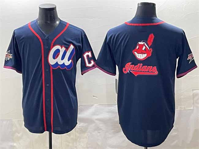 Cleveland Guardians American League Team Big Logo Navy 2025 All-Star Edition Limited Stitched Baseball Jersey