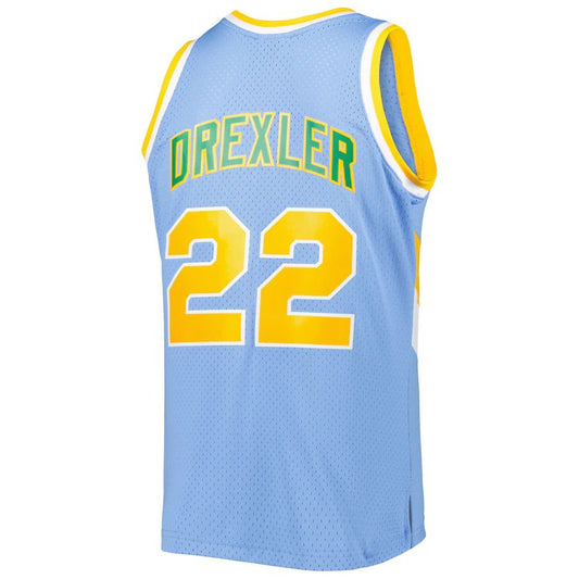P.Trail Blazers #22 Clyde Drexler Mitchell & Ness 1983-84 Hardwood Classics Reload 3.0 Swingman Jersey Light Blue Stitched American Basketball Jersey UNEC