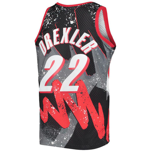 P.Trail Blazers #22 Clyde Drexler Mitchell & Ness Hardwood Classics 1991-92 Hyper Hoops Swingman Jersey Black Stitched American Basketball Jersey UNEC