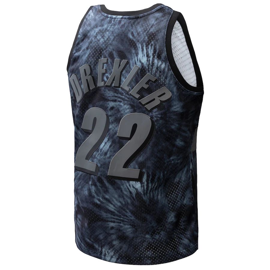 P.Trail Blazers #22 Clyde Drexler Mitchell & Ness Unisex Hardwood Classics 1991-92 Tie-Dye Swingman Jersey Black Stitched American Basketball Jersey UNEC