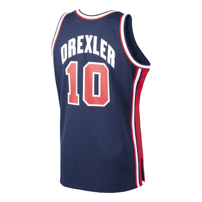 P.Trail Blazers #10 Clyde Drexler Basketball Mitchell & Ness Home 1992 Dream Team Authentic Jersey Navy Stitched American Basketball Jersey UNEC
