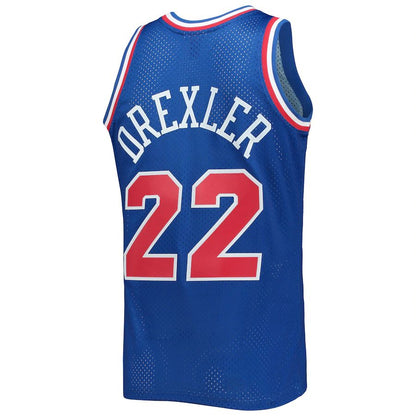 W.Conference #22 Clyde Drexler Mitchell & Ness Hardwood Classics 1992 All-Star Game Swingman Jersey Royal Stitched American Basketball Jersey UNEC