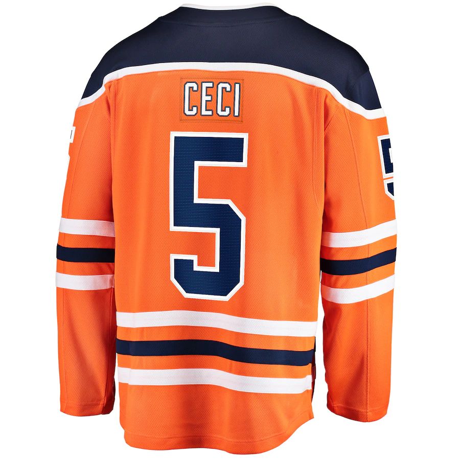 E.Oilers #5 Cody Ceci Fanatics Branded Home Breakaway Player Jersey Orange Stitched American Hockey Jersey UNEC