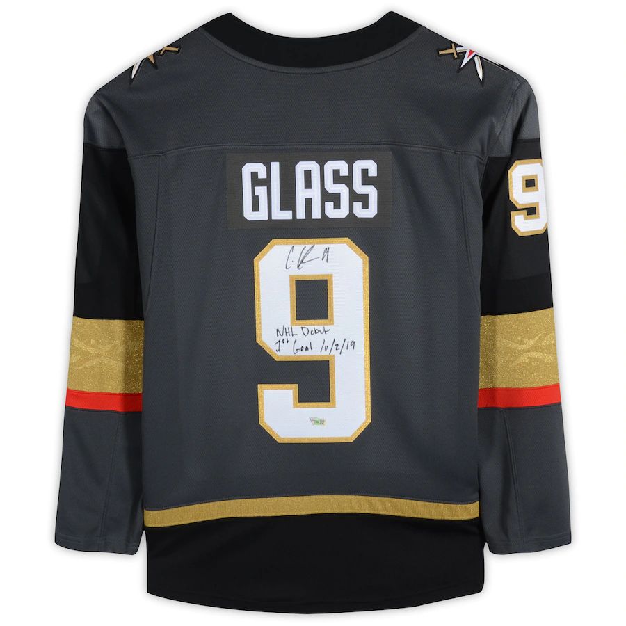 V.Golden Knights #9 Cody Glass Fanatics Authentic Autographed Breakaway Jersey with Multiple Inscriptions Stitched American Hockey Jersey UNEC