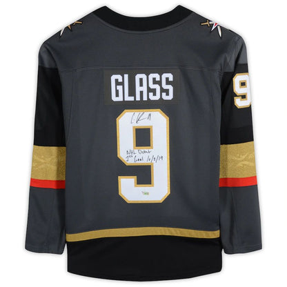 V.Golden Knights #9 Cody Glass Fanatics Authentic Autographed Breakaway Jersey with Multiple Inscriptions Stitched American Hockey Jersey UNEC