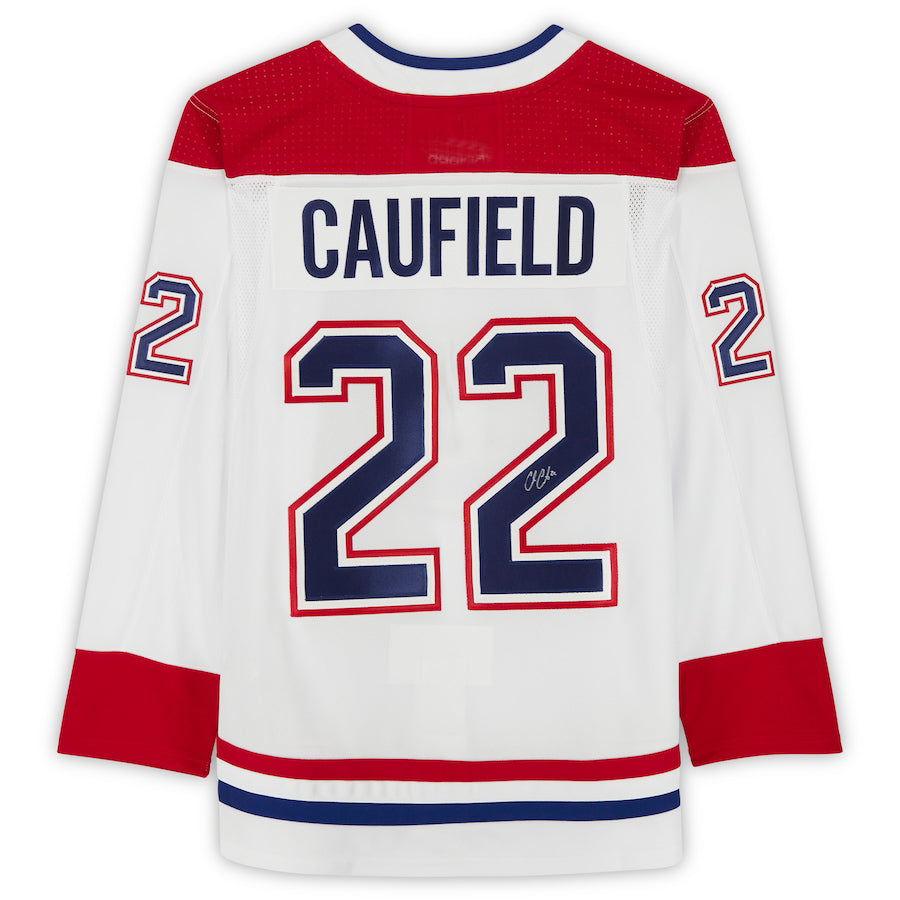 M.Canadiens #22 Cole Caufield Fanatics Authentic Autographed White  Stitched American Hockey Jersey UNEC