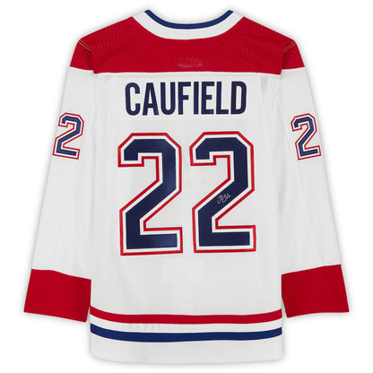 M.Canadiens #22 Cole Caufield Fanatics Authentic Autographed White  Stitched American Hockey Jersey UNEC