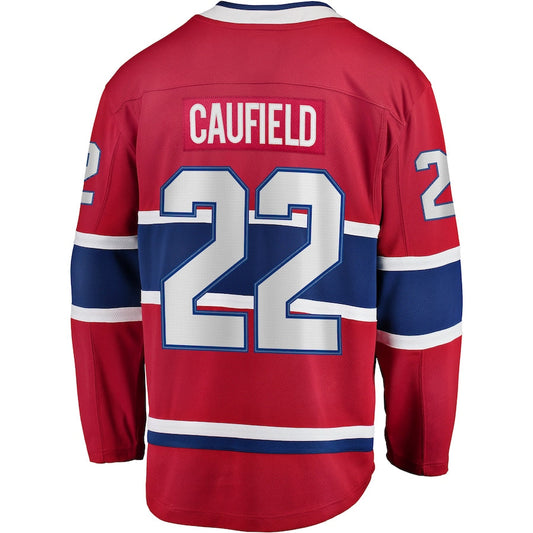M.Canadiens #22 Cole Caufield Fanatics Branded 2017-18 Home Breakaway Replica Jersey Red Stitched American Hockey Jersey UNEC