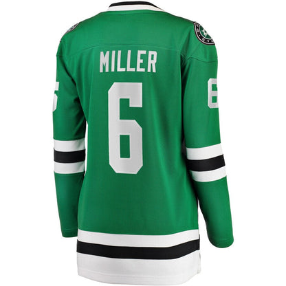 D.Stars #6 Colin Miller Fanatics Branded Home Breakaway Player Jersey Kelly Green Stitched American Hockey Jersey UNEC