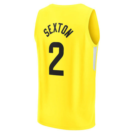U.Jazz #2 Collin Sexton Fanatics Branded 2022-23 Fast Break Replica Player Jersey  Icon Edition Yellow Stitched American Basketball Jersey UNEC