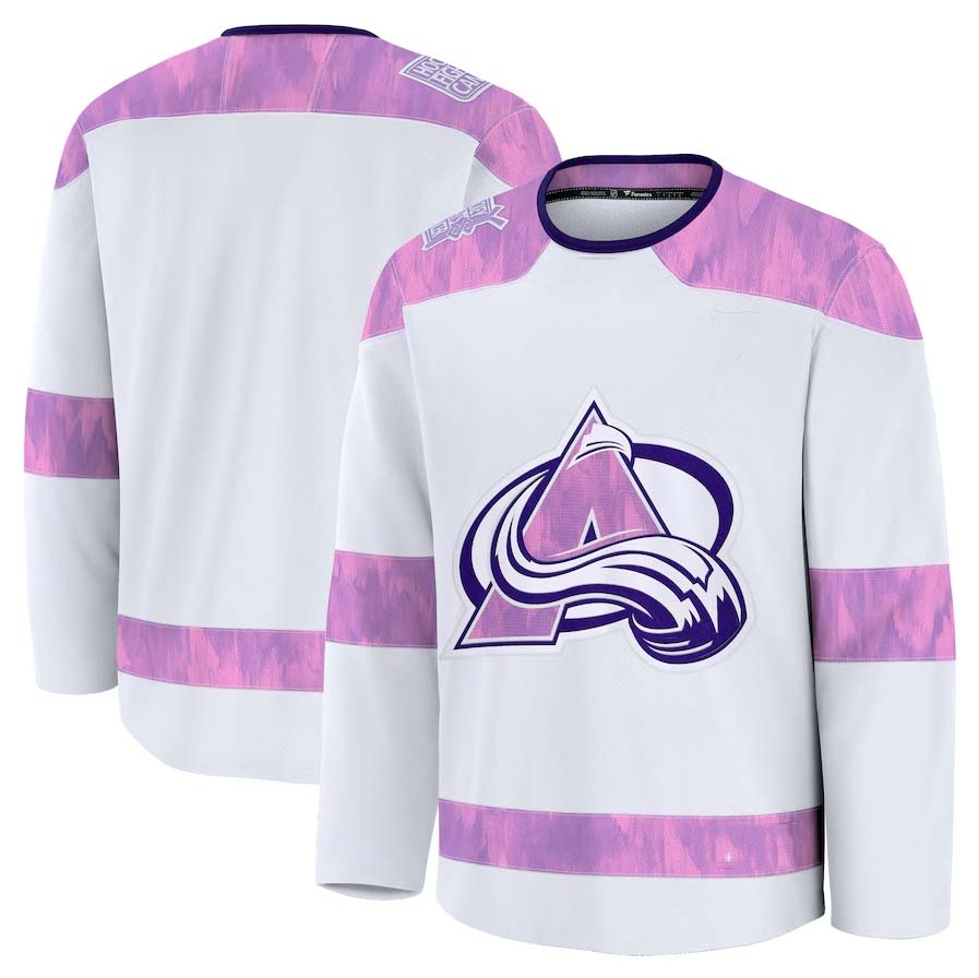 C.Avalanche Fanatics 2024 Hockey Fights Cancer Practice Jersey - White Stitched American Hockey Jersey UNEC
