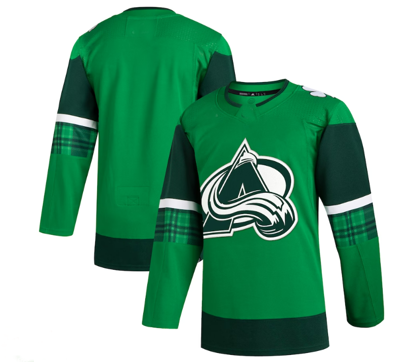 C.Avalanche 2023 St. Patrick's Day Primegreen Authentic Jersey - Kelly Green Stitched American Hockey Jersey UNEC