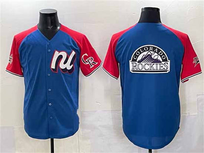 Colorado Rockies National League Team Big Logo Blue Red Alternate 2025 All-Star Edition Limited Stitched Baseball Jersey