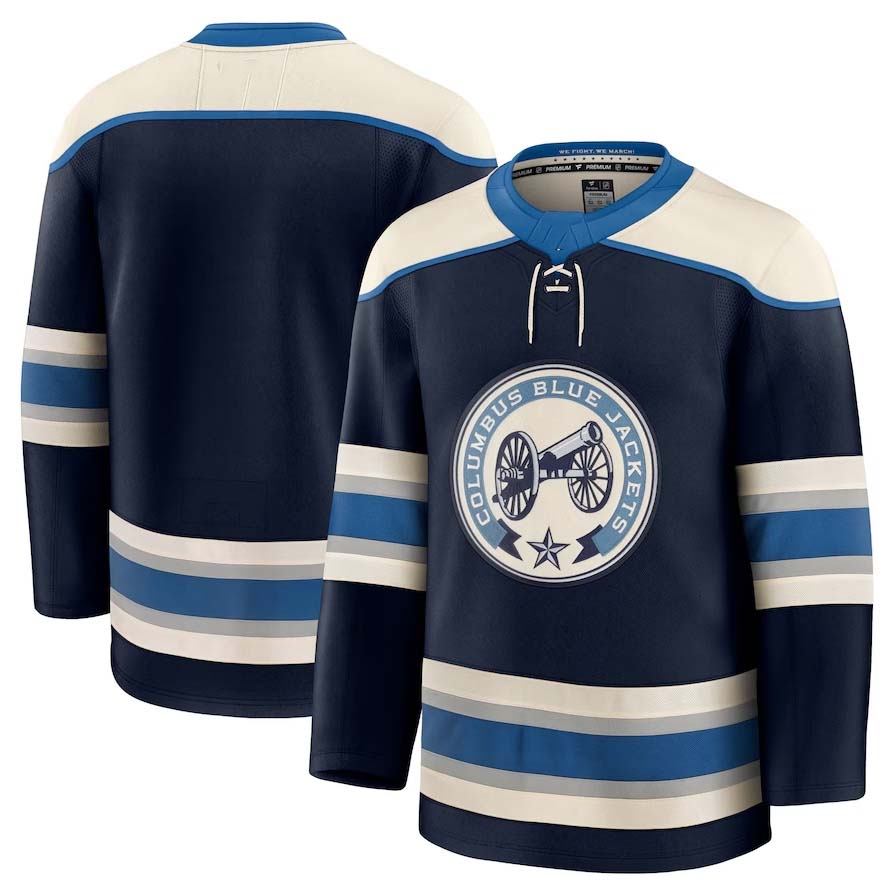 C.Blue Jackets Fanatics Alternate Premium Jersey - Navy Stitched American Hockey Jersey UNEC