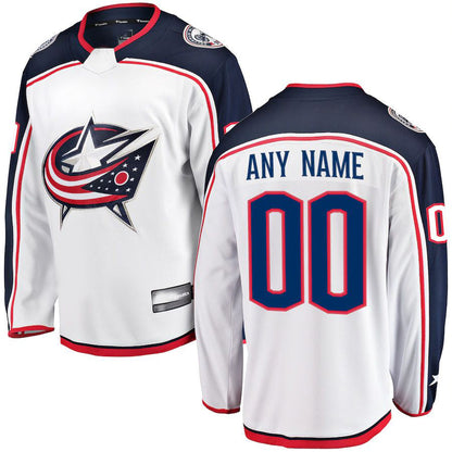 Custom C.Blue Jackets T Fanatics Branded Away Breakaway ersey White Stitched American Hockey Jersey UNEC
