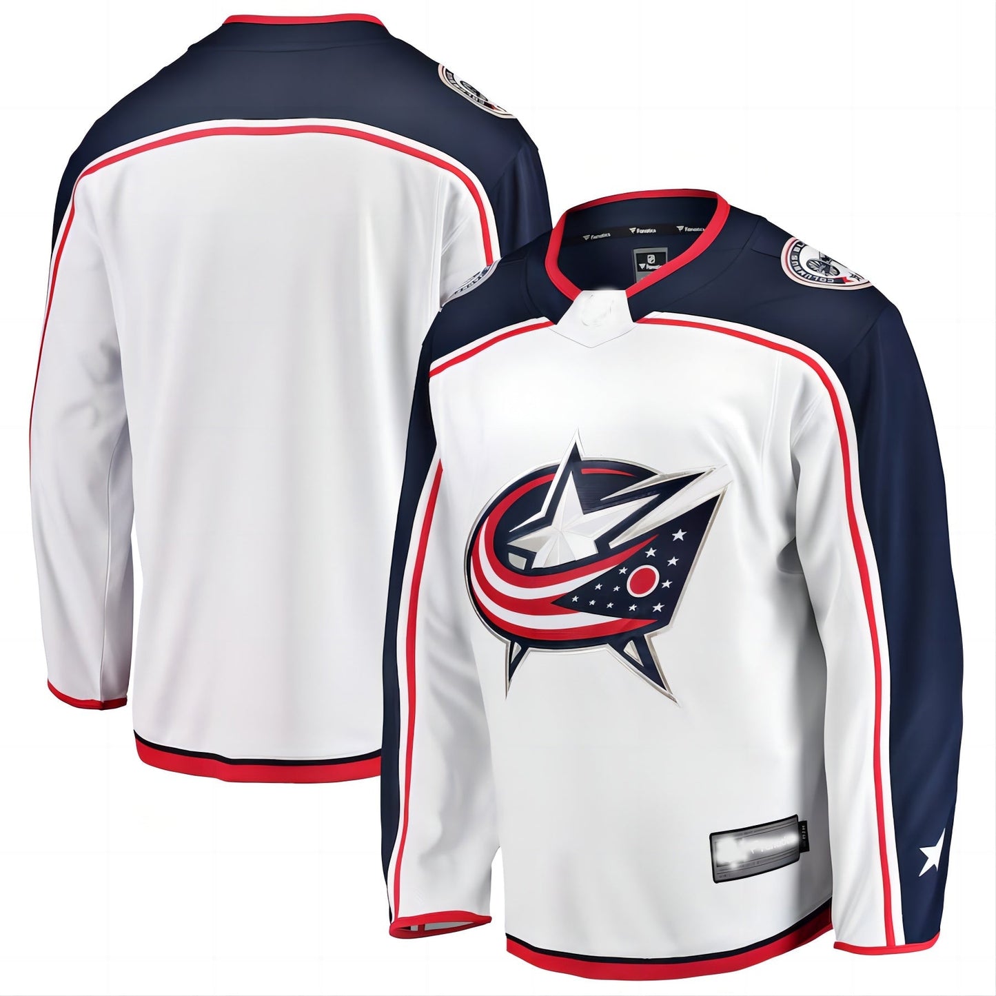 C.Blue Jackets Fanatics Branded Breakaway Away Jersey White Stitched American Hockey Jersey UNEC