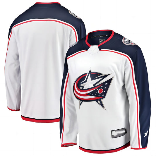 C.Blue Jackets Fanatics Branded Breakaway Away Jersey White Stitched American Hockey Jersey UNEC