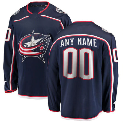 Custom C.Blue Jackets Fanatics Branded Home Breakaway Navy Stitched American Hockey Jersey UNEC