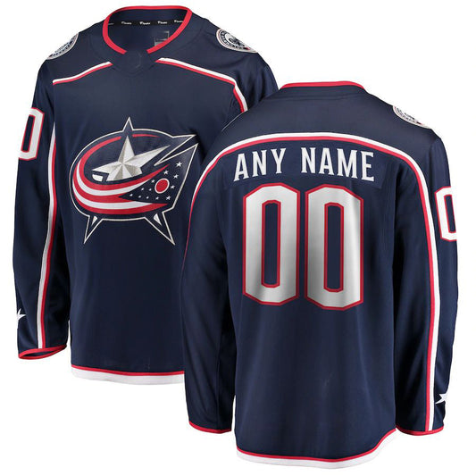 Custom C.Blue Jackets Fanatics Branded Home Breakaway Navy Stitched American Hockey Jersey UNEC