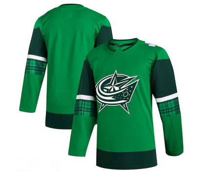 C.Blue Jackets 2023 St. Patrick's Day Primegreen Authentic Jersey - Kelly Green Stitched American Hockey Jersey UNEC