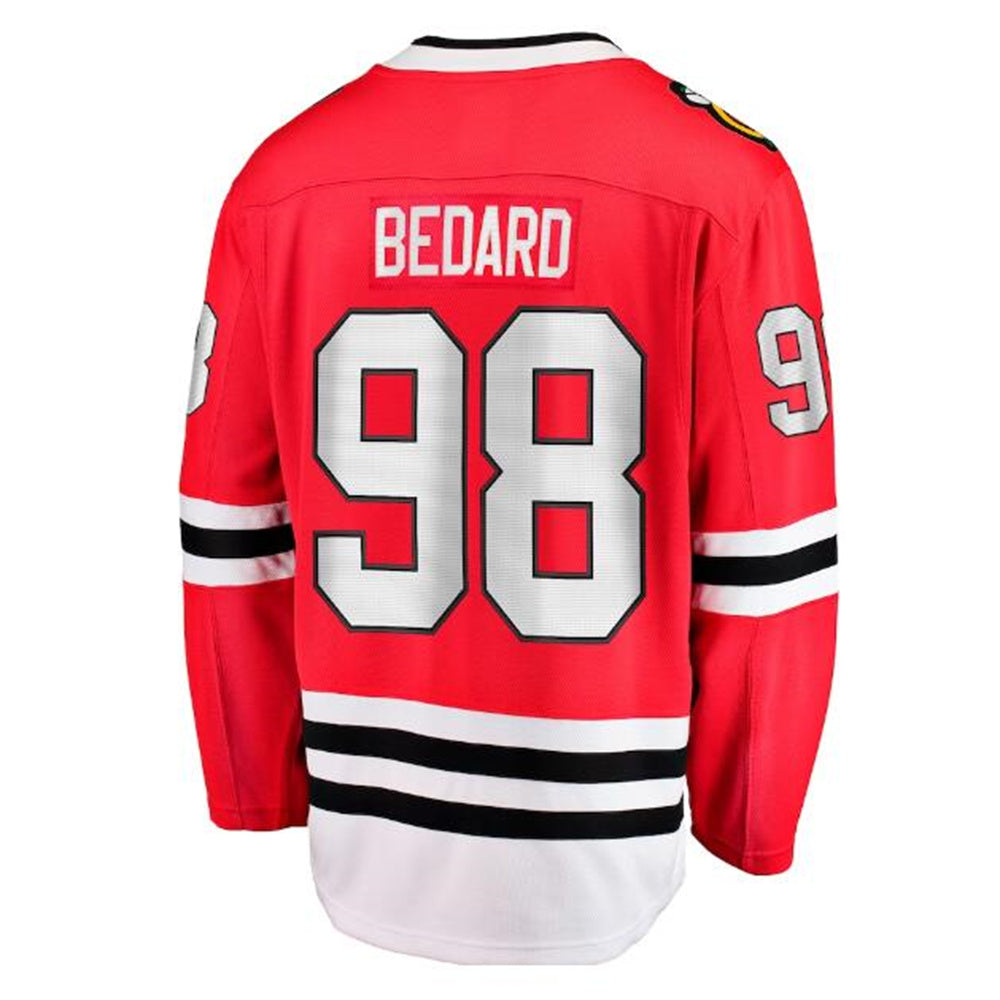 C.Blackhawks #98 Connor Bedard Fanatics Branded 2023 Draft Home Breakaway Player Jersey - Red Stitched American Hockey Jersey UNEC