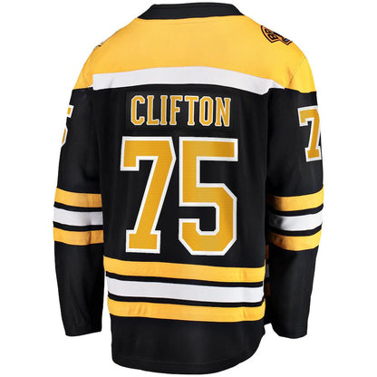 B.Bruins #75 Connor Clifton Fanatics Branded Replica Player Jersey Black Stitched American Hockey Jersey UNEC