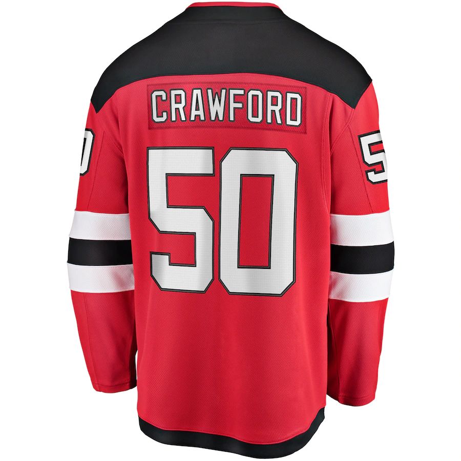 NJ.Devils #50 Corey Crawford Fanatics Branded Youth Breakaway Player Jersey Red Stitched American Hockey Jersey UNEC