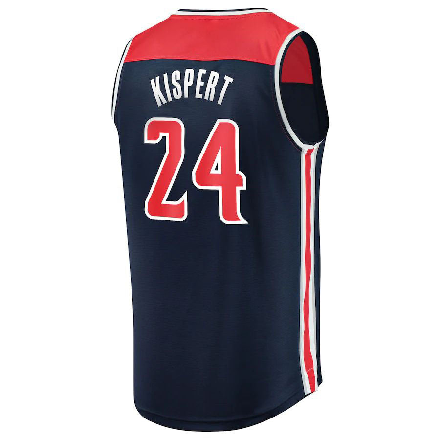 W.Wizards #24 Corey Kispert Fanatics Branded  Fast Break Replica Jersey Navy Statement Edition Stitched American Basketball Jersey UNEC