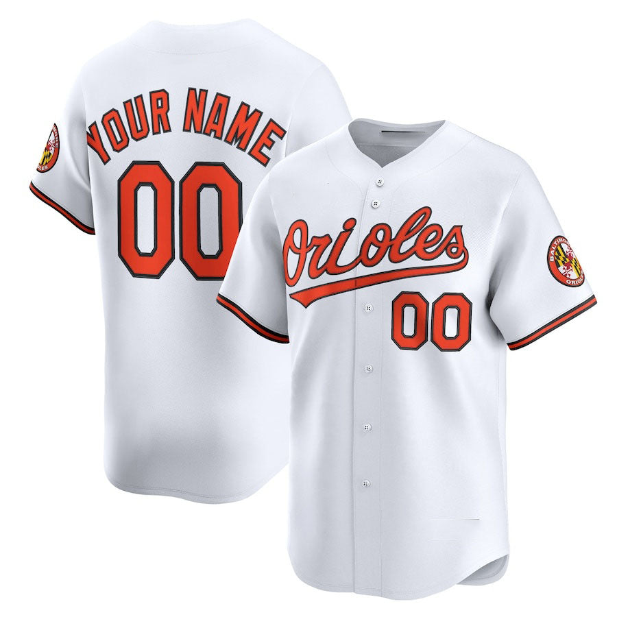 Custom Baltimore Orioles Home Limited Jersey ¨C White Stitched Baseball Jersey