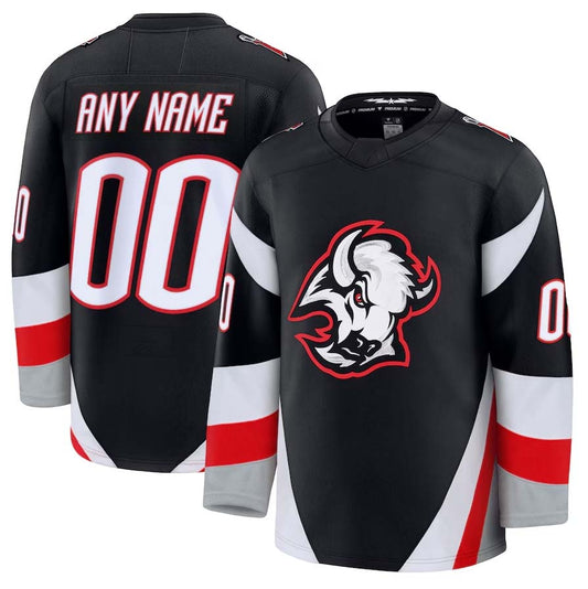 Custom B.Sabres Fanatics Alternate Premium Jersey - Black Stitched American Hockey Jersey UNEC