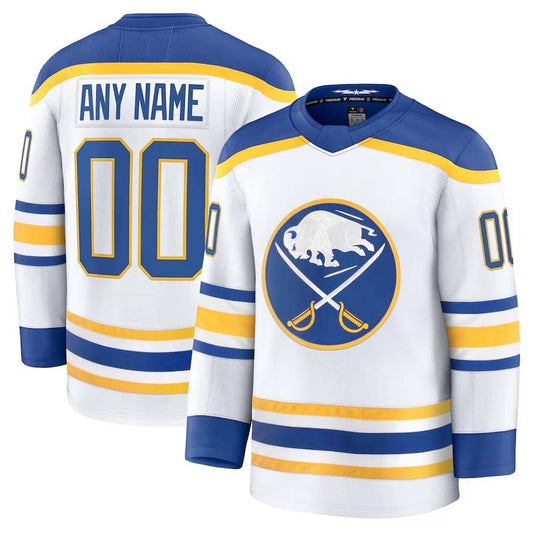 Custom B.Sabres Fanatics Away Premium Jersey - White Stitched American Hockey Jersey UNEC