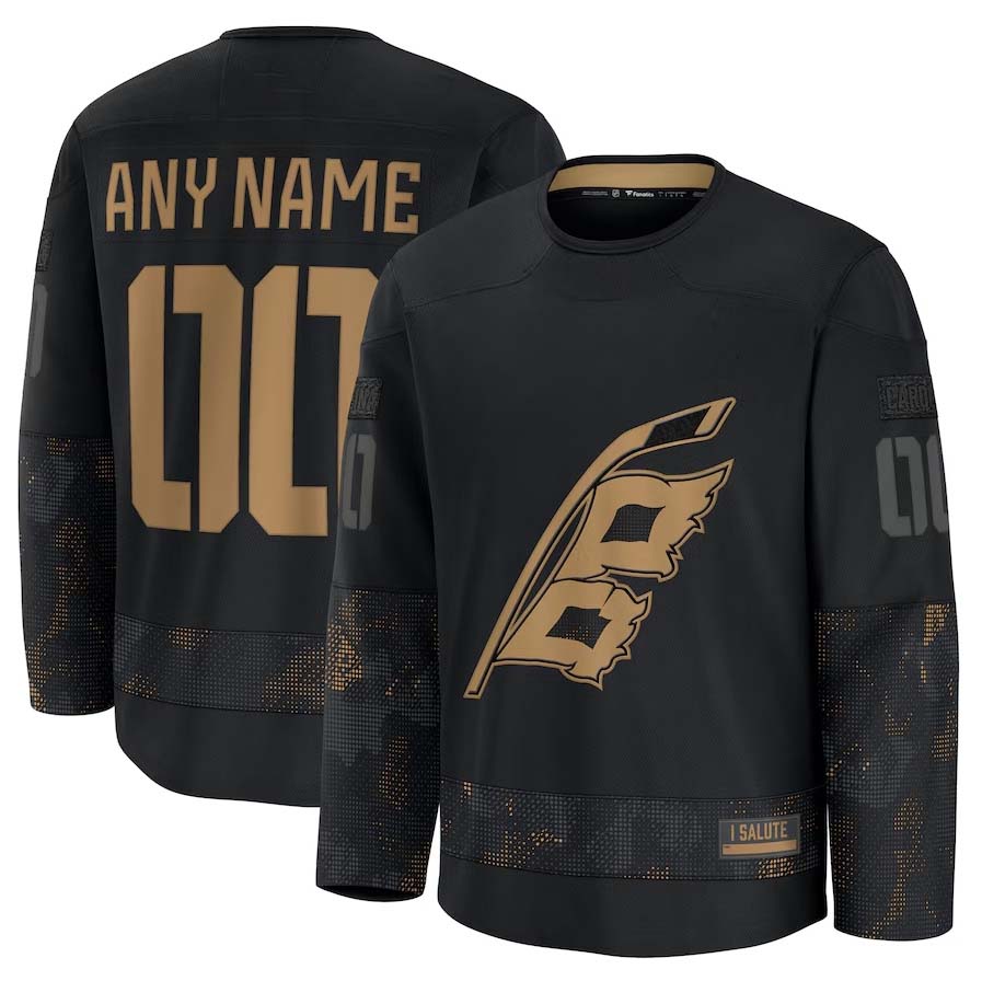 Custom C.Hurricanes Fanatics 2024 Military Appreciation Personalized Long Sleeve Practice Jersey - Black Stitched American Hockey Jersey UNEC