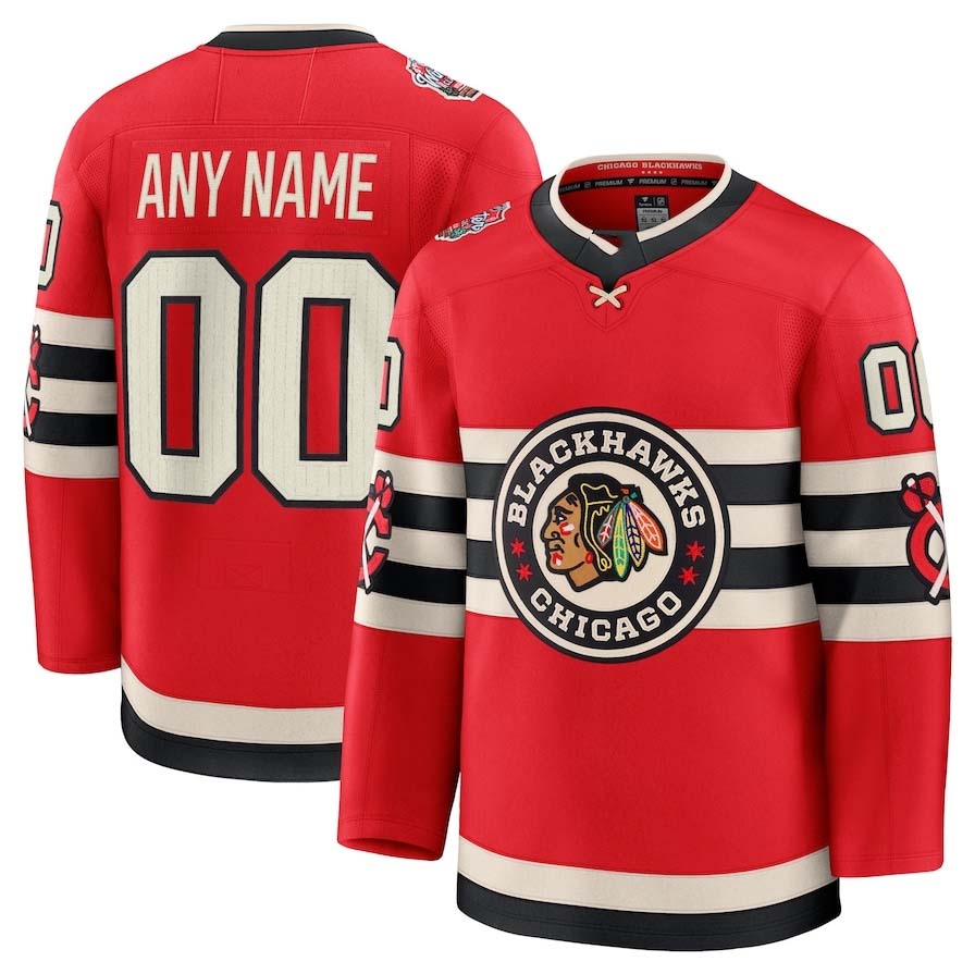 Custom C.Blackhawks Fanatics 2025 Winter Classic Premium Jersey - Red Stitched American Hockey Jersey UNEC
